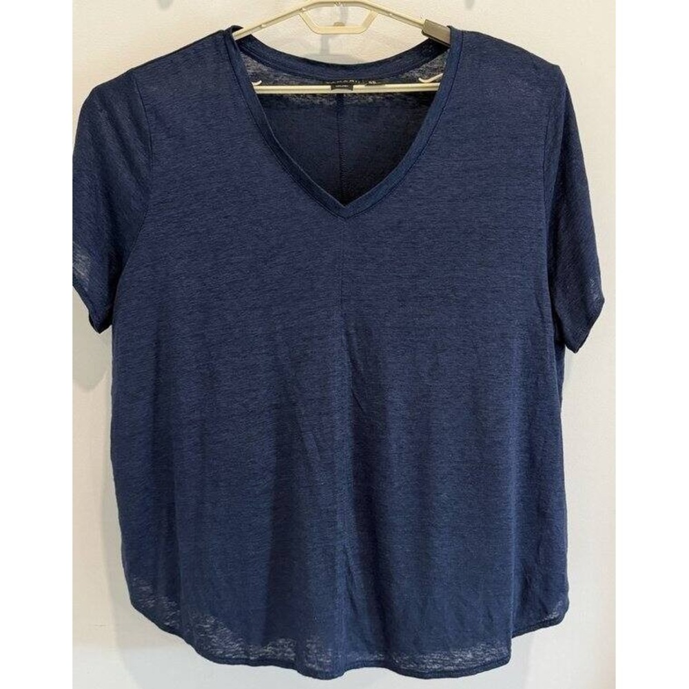 Tahari 100% Linen Navy Blue Short Sleeve Tunic Shirt Size 3X